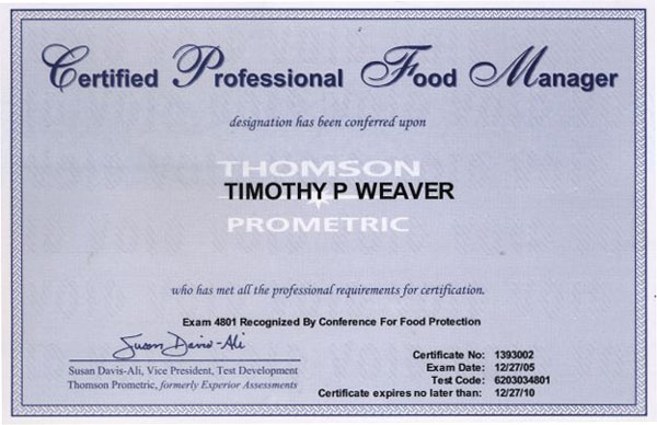 Certified Professional Food Manager